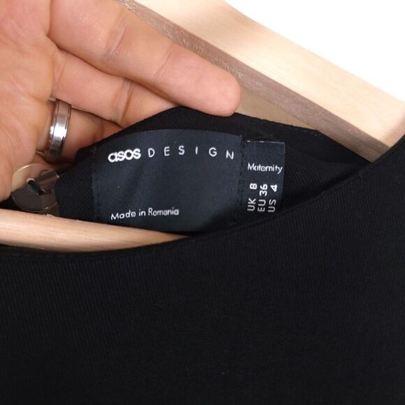 ASOS Dolman Sleeve Tie Waist Wide Leg Cut Out Maternity Jumpsuit Womens 4 Black - Picture 2 of 8